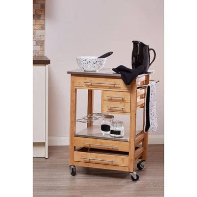 Harlow Bamboo Four Drawer Kitchen Trolley - Image 5