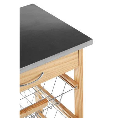 Harlow Glenn 3 Wire Baskets Pinewood Kitchen Trolley - Image 4