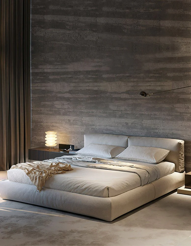 Hassan Modern King Superking Size Bed, Linen - Image 2