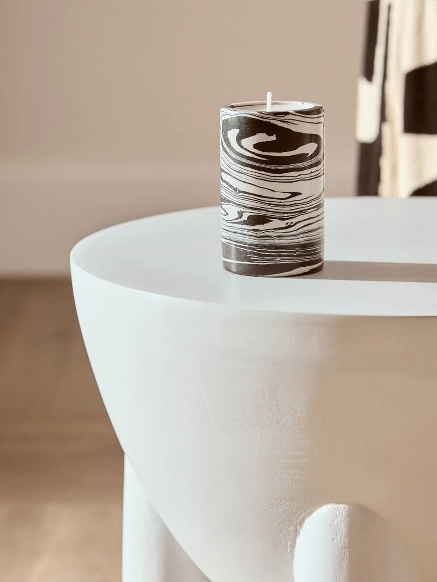 Helsa Black And White Marble Two Way Candle Holder - Image 2