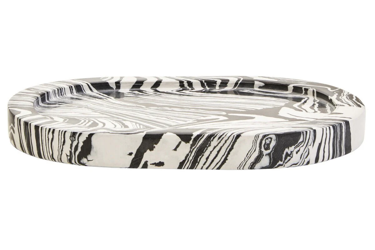 Helsa Black And White Oval Marble Tray - Image 6
