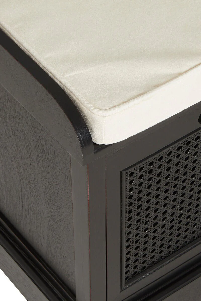 Heritage Black Three Drawer Storage Bench with Cushion - Image 6