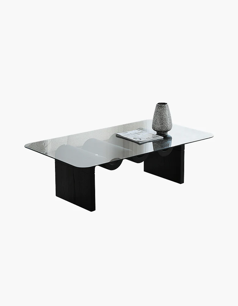 Hiroshi Square Glass Coffee Table, Glass Top - Image 12