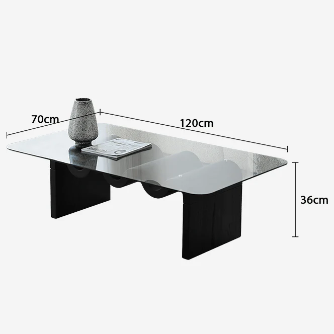 Hiroshi Square Glass Coffee Table, Glass Top - Image 13