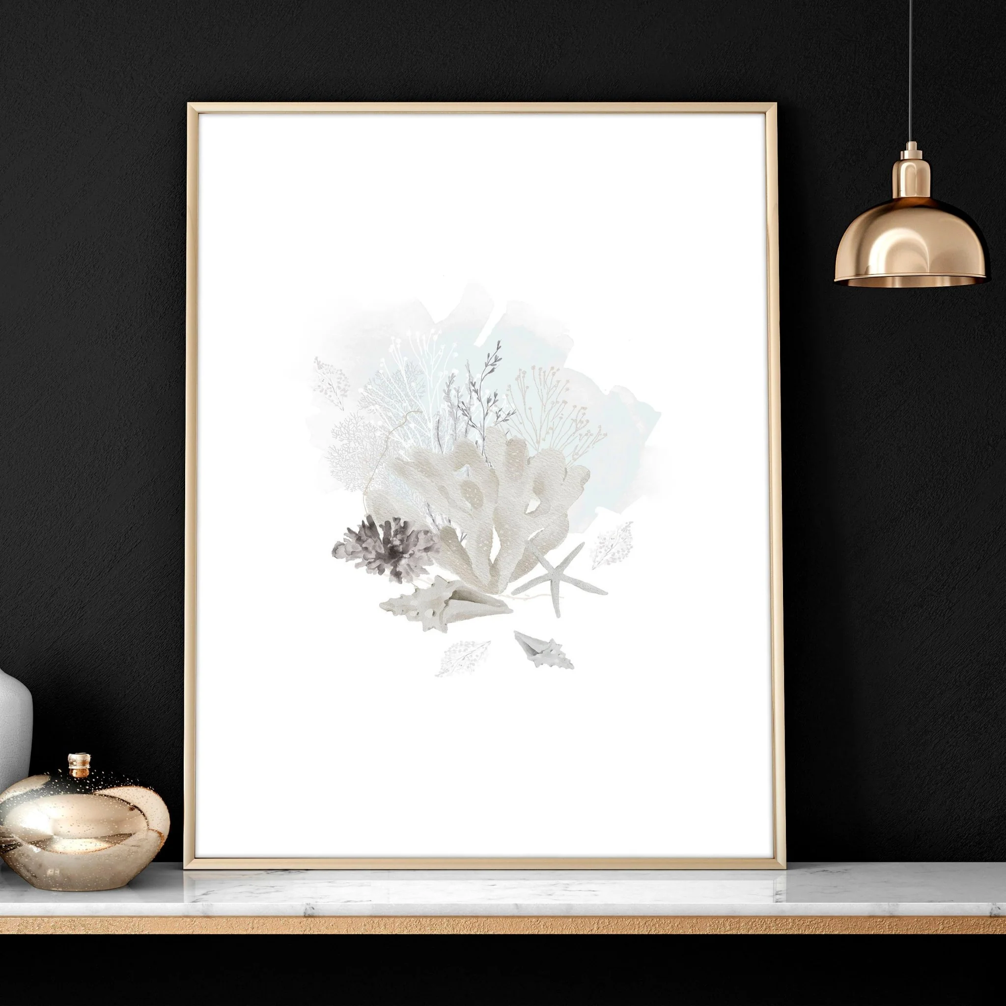 Home Office wall art | set of 3 Coastal Seashells artwork prints - Image 5