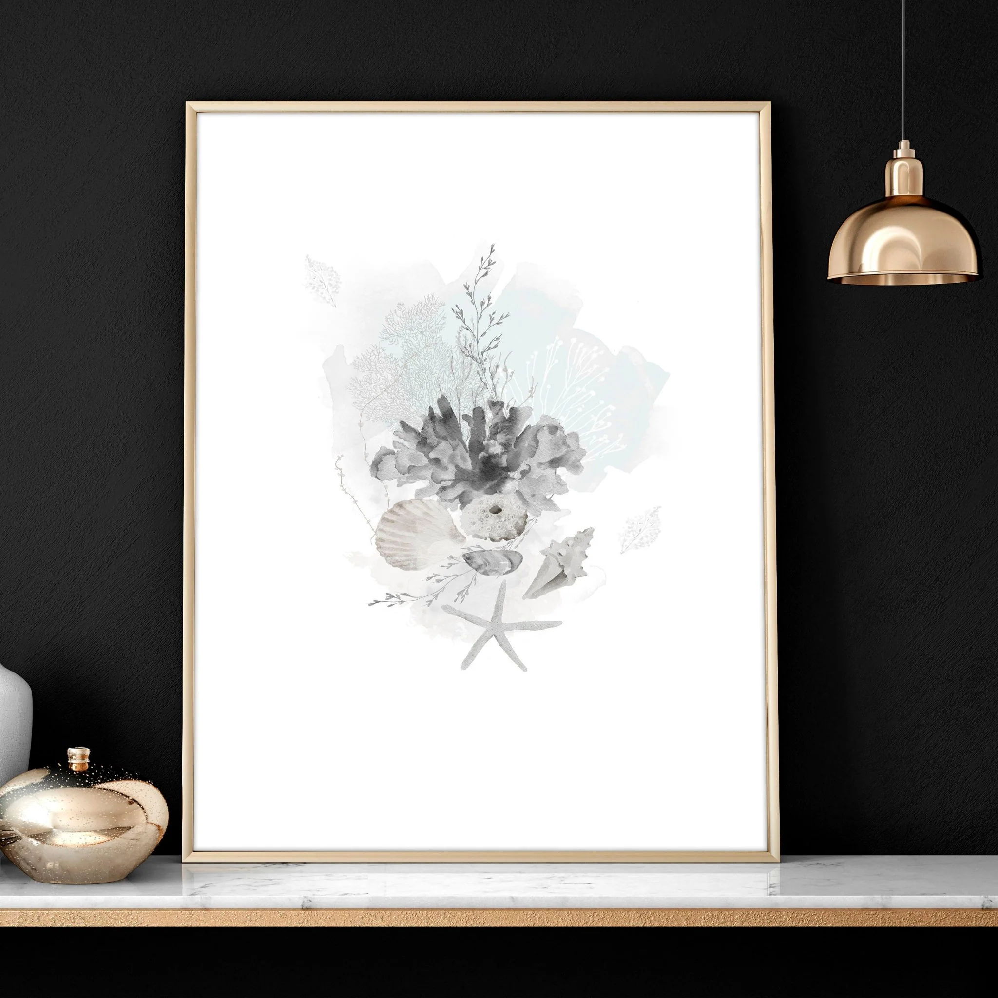 Home Office wall art | set of 3 Coastal Seashells artwork prints - Image 7