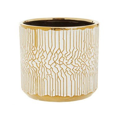 Honna Small White Gold Ceramic Planter - Image 5