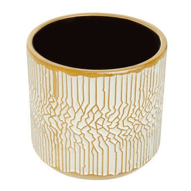Honna Small White Gold Ceramic Planter - Image 7