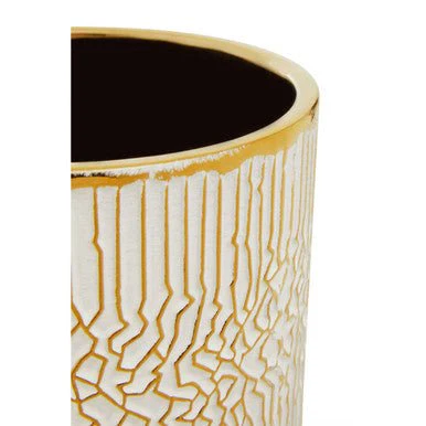Honna Small White Gold Ceramic Planter - Image 8