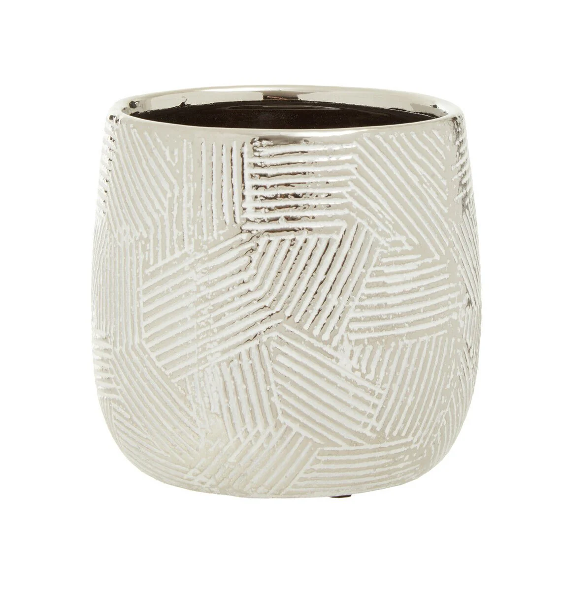 Honna Small White Silver Ceramic Planter - Image 5