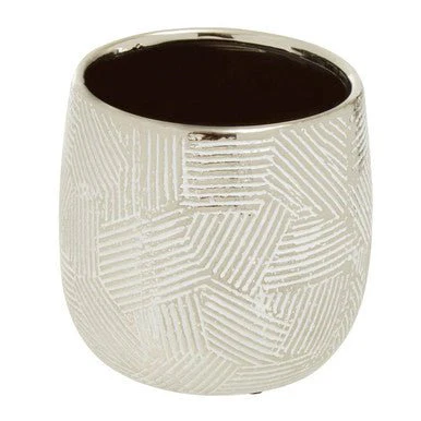 Honna Small White Silver Ceramic Planter - Image 7