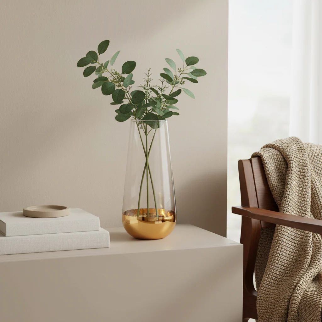 Horizon Clear And Gold Finish Vase - Image 4