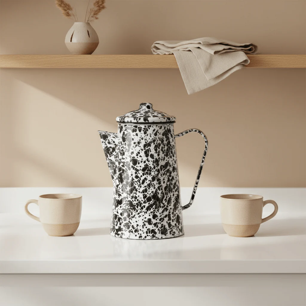 Hygge Black And White Patterned Coffee Pot - Image 3
