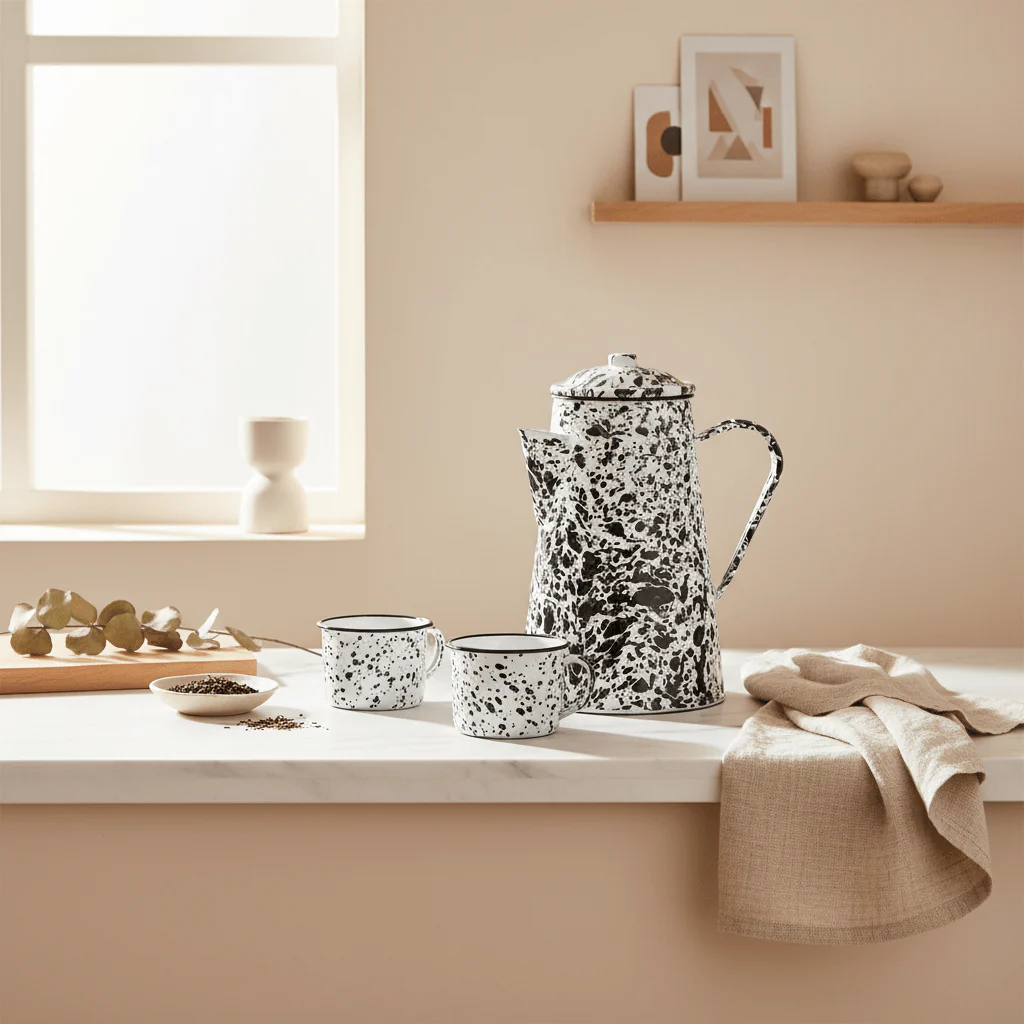 Hygge Black And White Patterned Teapot - Image 3