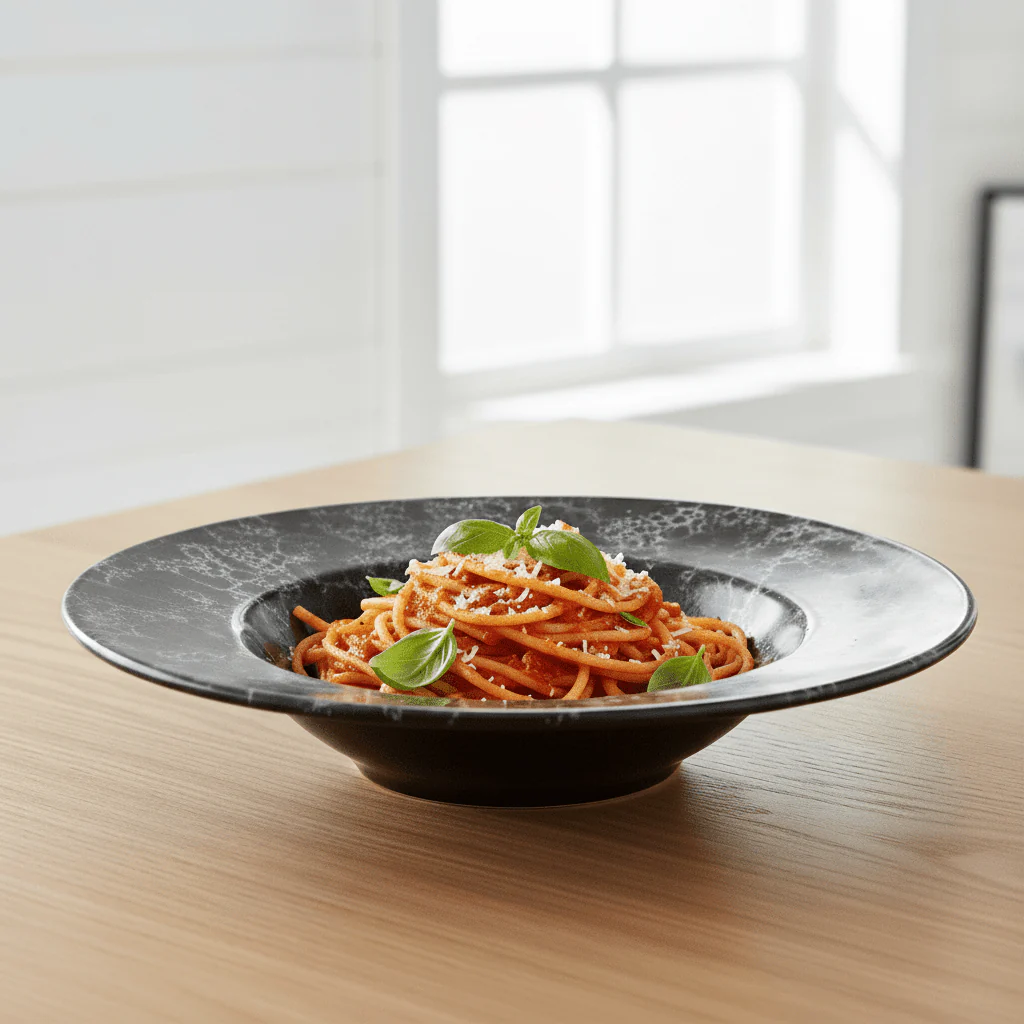 Hygge Black Marble Effect Pasta Bowl - Image 4
