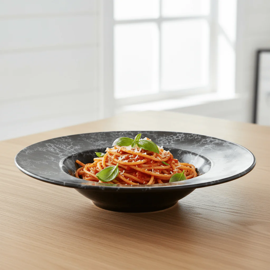 Hygge Black Marble Effect Pasta Bowl - Image 5