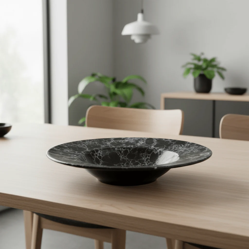Hygge Black Marble Effect Pasta Bowl - Image 6