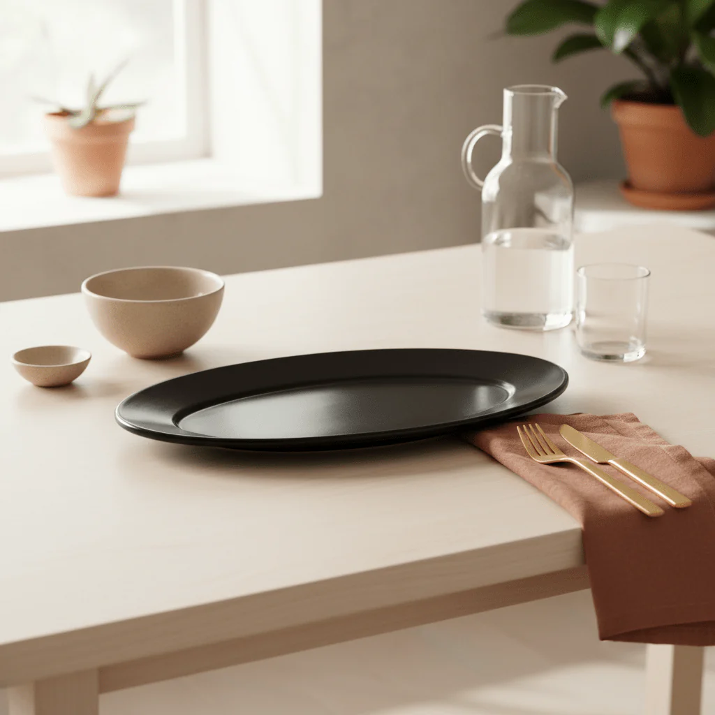 Hygge Black Stoneware Pizza Plate - Image 3