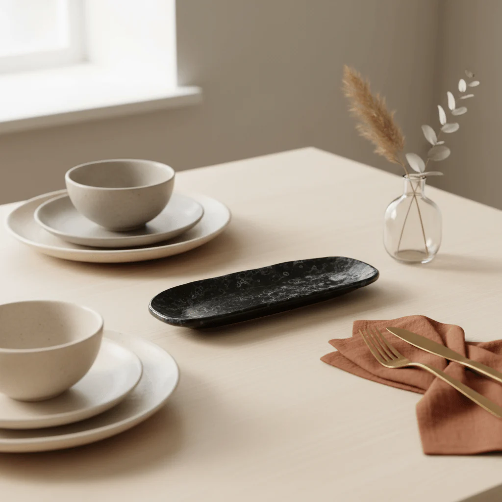 Hygge Small Black Marble Effect Serving - Image 3