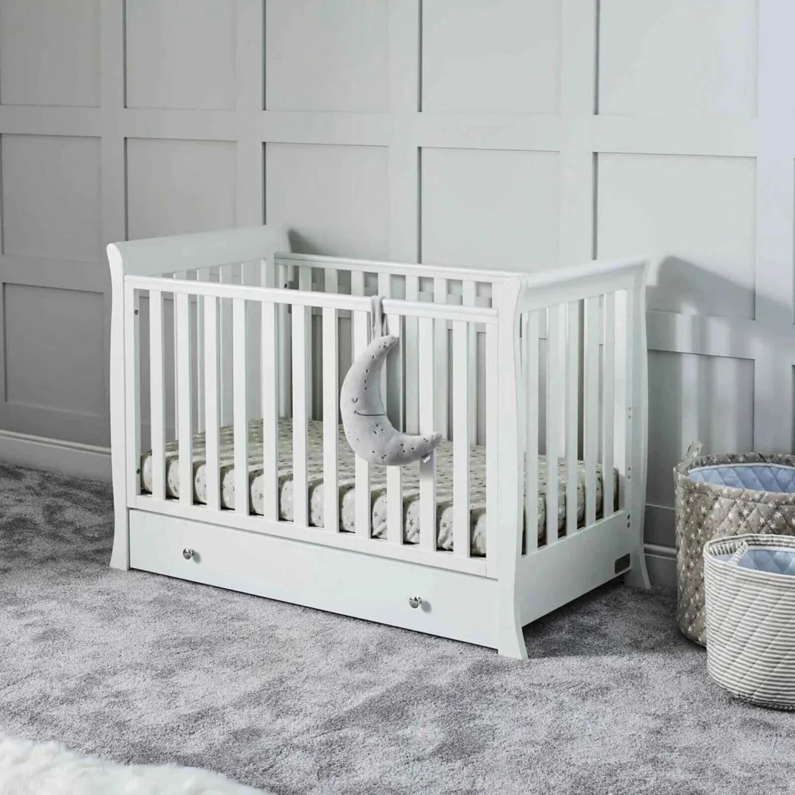 Ickle Bubba Snowdon Mini Cot Bed White - Fibre Mattress - Image 13