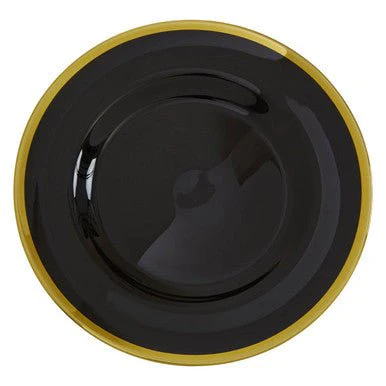 Ida Black Glass Charger Plate with Gold Rim - Image 5