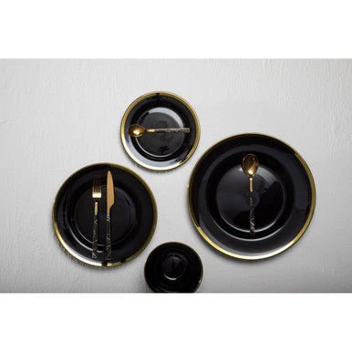 Ida Black Glass Charger Plate with Gold Rim - Image 6