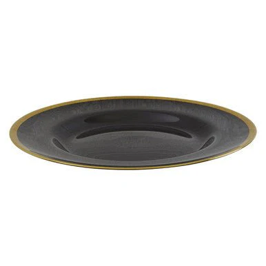 Ida Black Glass Charger Plate with Gold Rim - Image 7