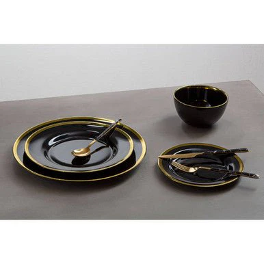 Ida Black Glass Charger Plate with Gold Rim - Image 8