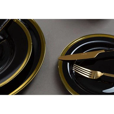 Ida Black Glass Charger Plate with Gold Rim - Image 9