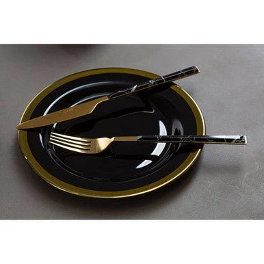 Ida Black Glass Side Plate with Gold Rim - Image 11