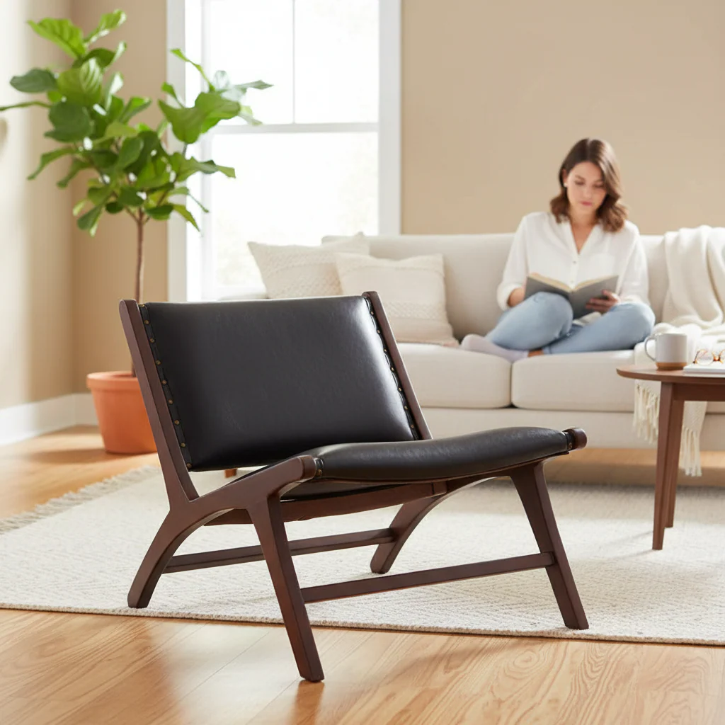 Inca Genuine Black Cow Leather Chair - Image 2