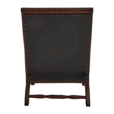 Inca Genuine Black Leather and Teak Lounge Chair with Footstool - Image 9