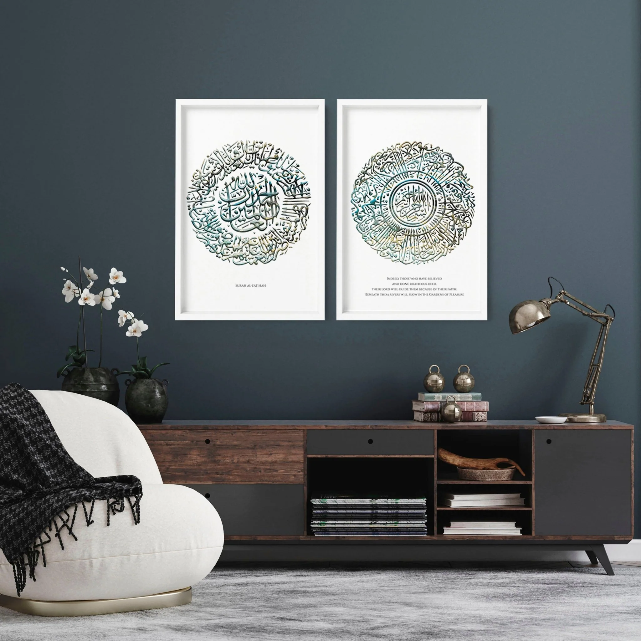 Islamic decoration home | Set of 2 Teal colour wall art - Image 6