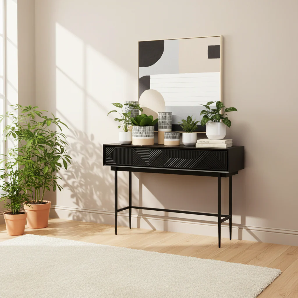 Jakara Black 2 Drawer Console Table - Image 3