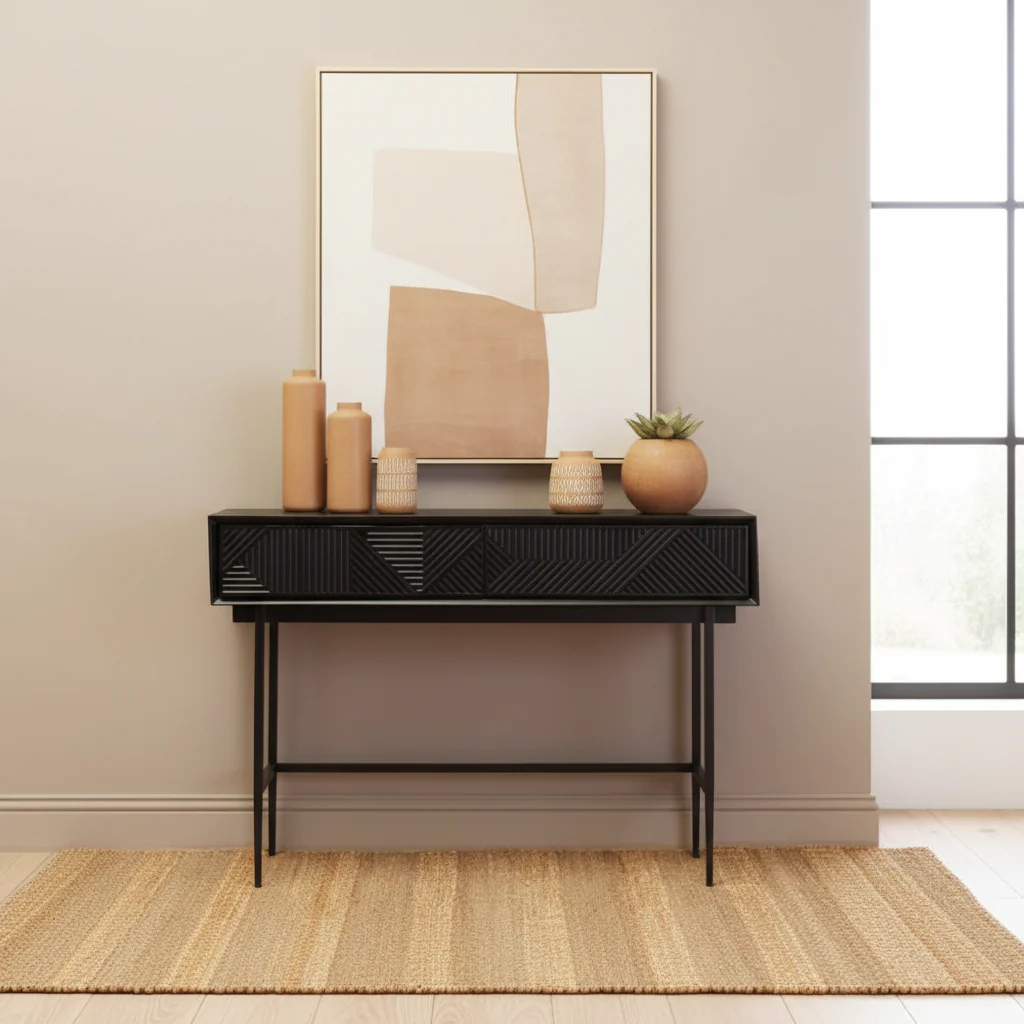 Jakara Black 2 Drawer Console Table - Image 4