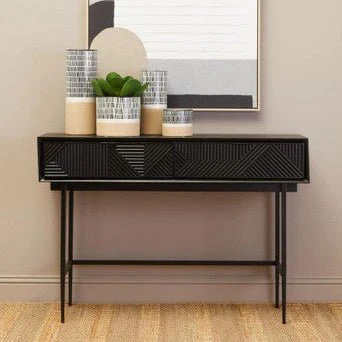 Jakara Black 2 Drawer Console Table - Image 5