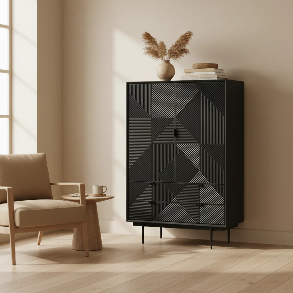 Jakara Black Finish Wooden Cabinet - Image 4