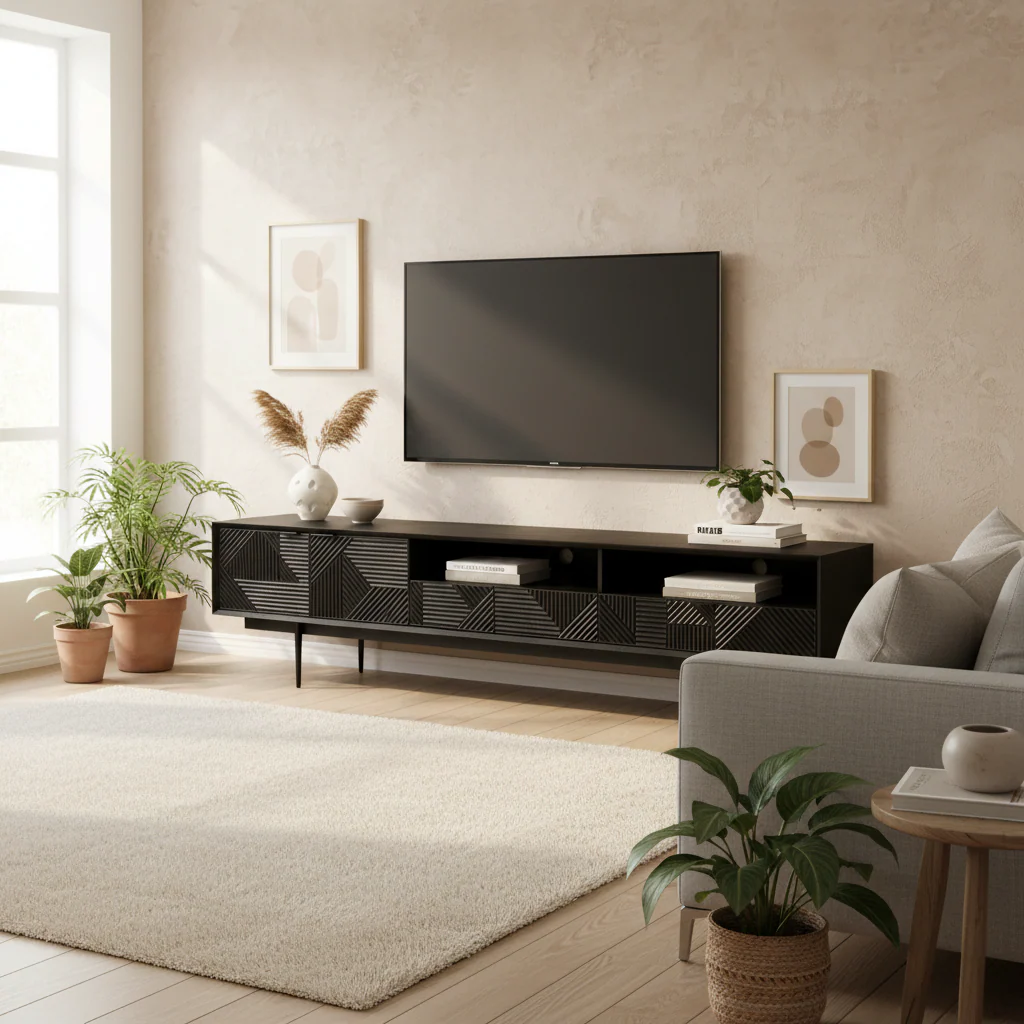 Jakara Black Finish Wooden Media Unit - Image 3