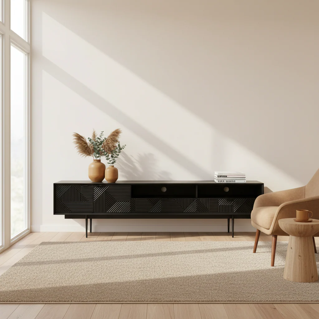 Jakara Black Finish Wooden Media Unit - Image 4