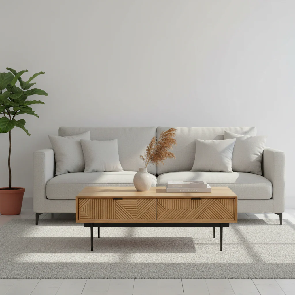 Jakara Natural Finish Wooden Coffee Table - Image 3