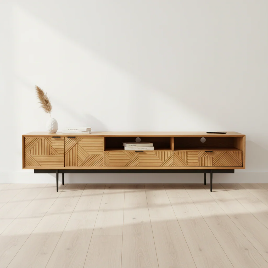 Jakara Natural Finish Wooden Media Unit - Image 4
