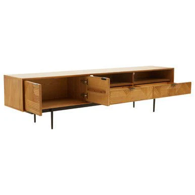 Jakara Natural Finish Wooden Media Unit - Image 6