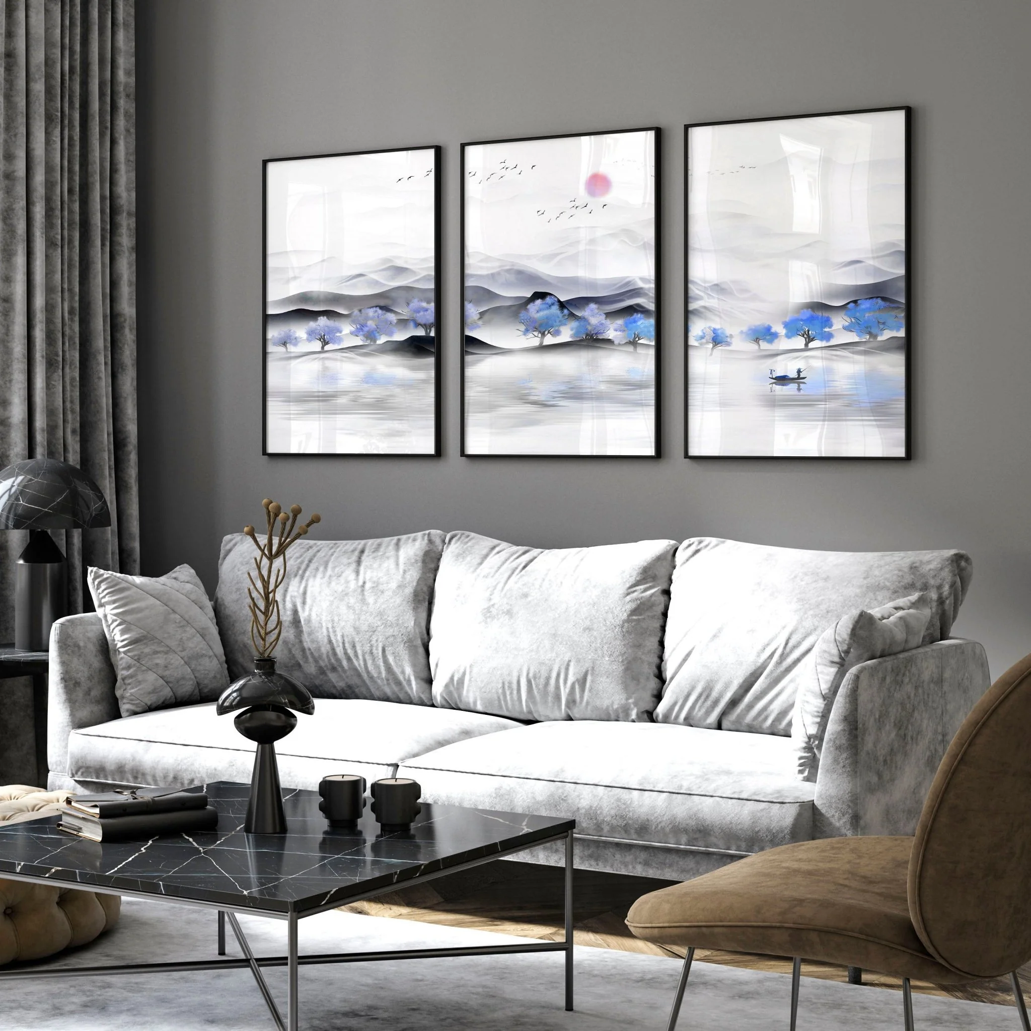 Japandi design | set of 3 unique wall art for living room - Image 2
