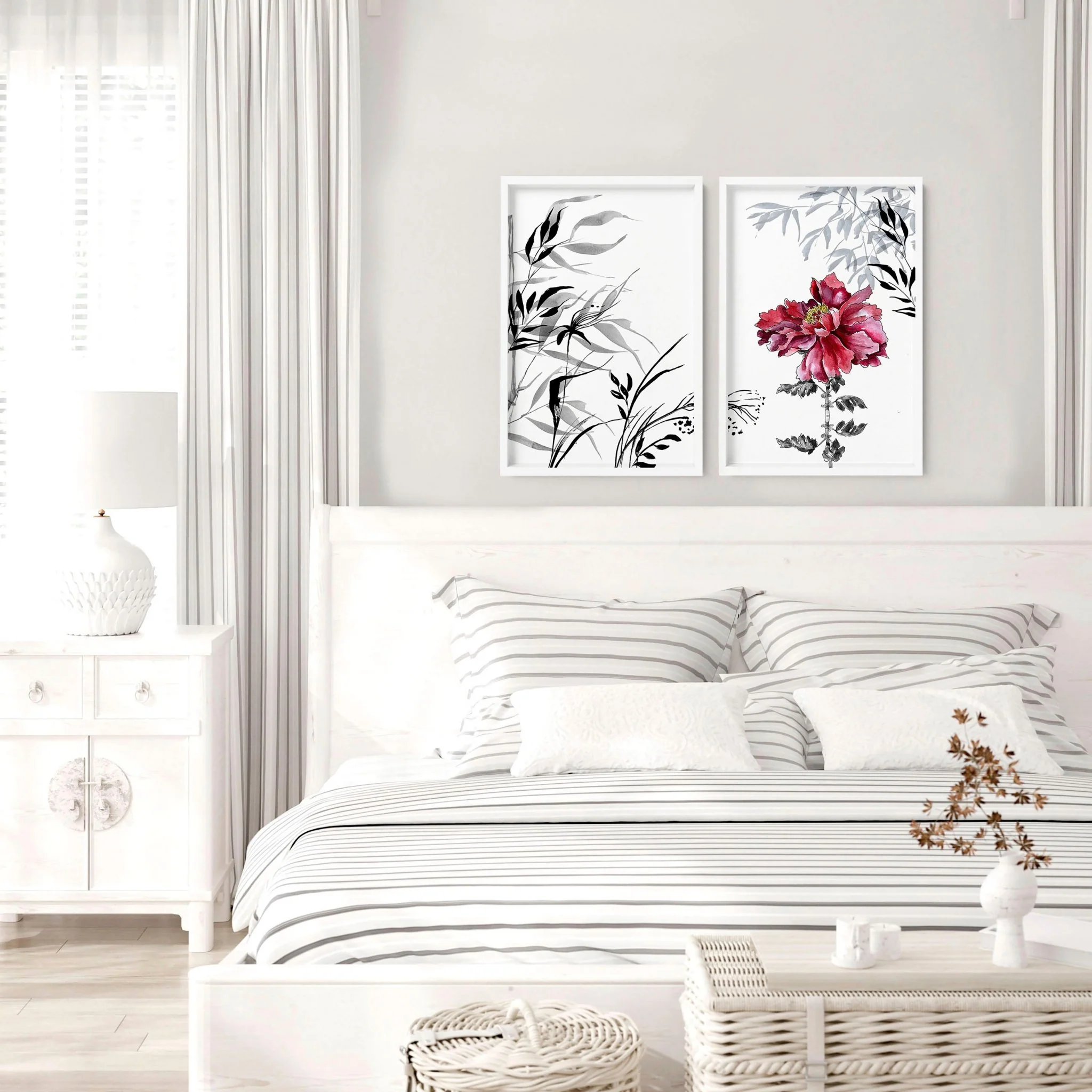 Art decor for walls | set of 2 Japanese wall art prints for bedroom - Image 2