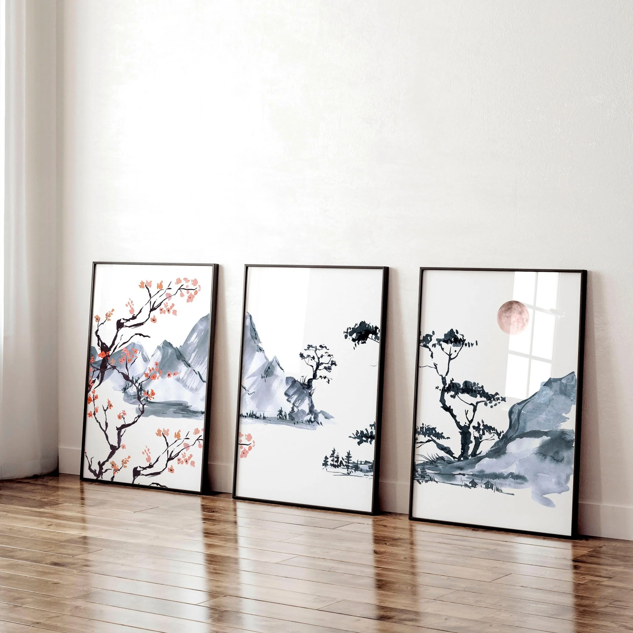 Japanese Cherry Blossom Art | set of 3 wall art prints - Image 3