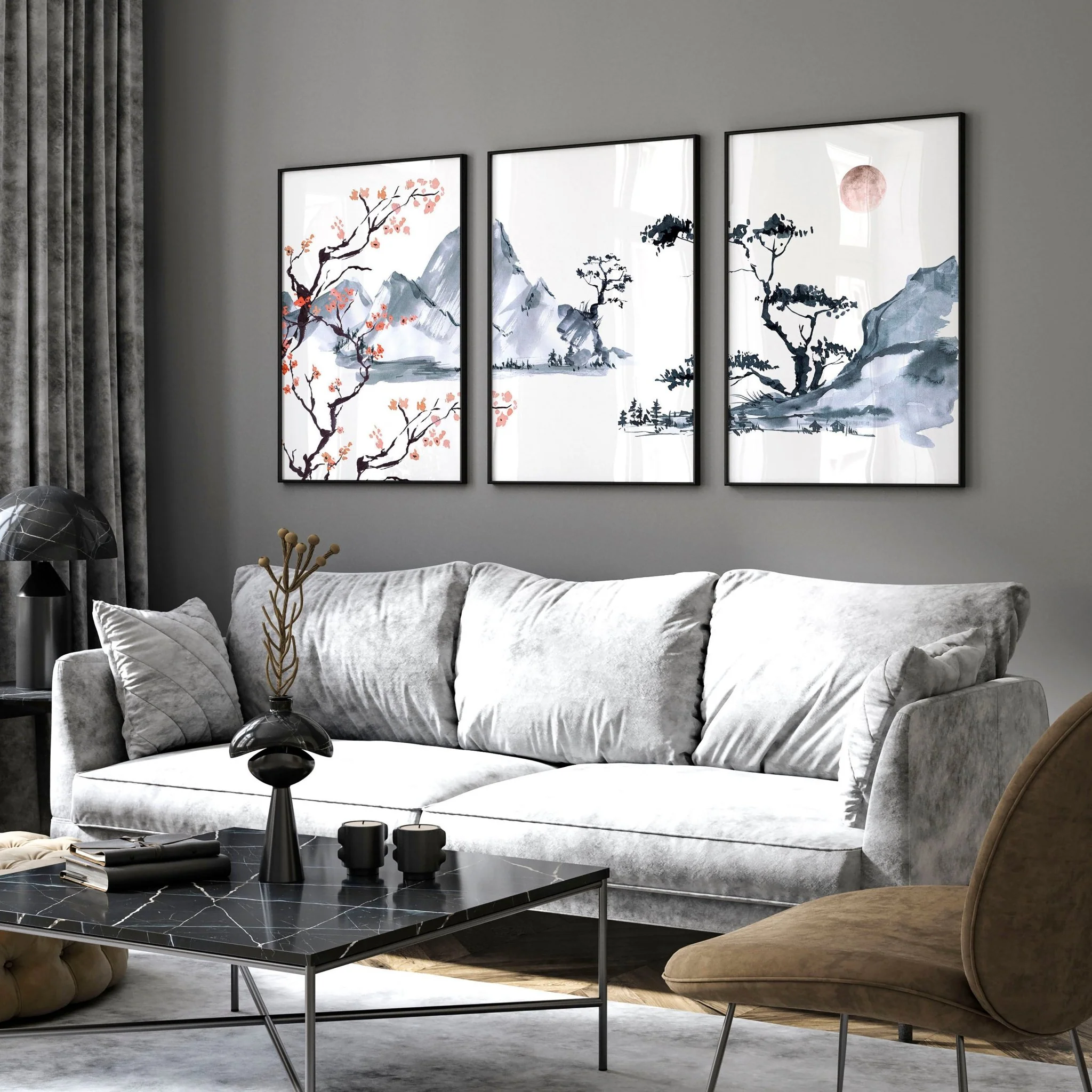 Japanese cherry blossom tree | set of 3 framed wall art - Image 8
