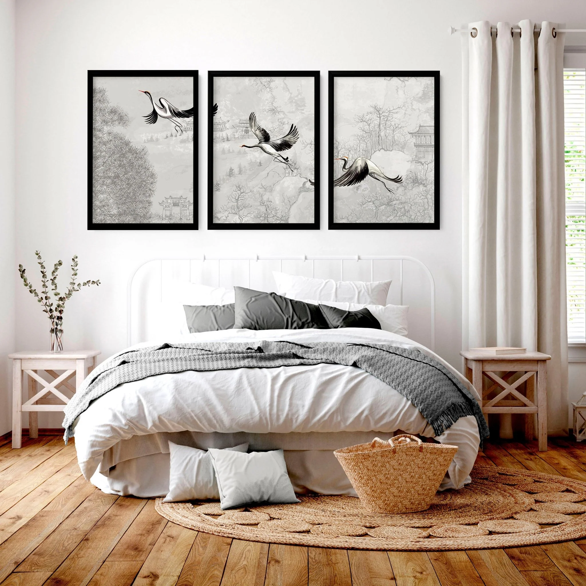 Japanese crane art | set of 3 Bedroom wall prints - Image 3