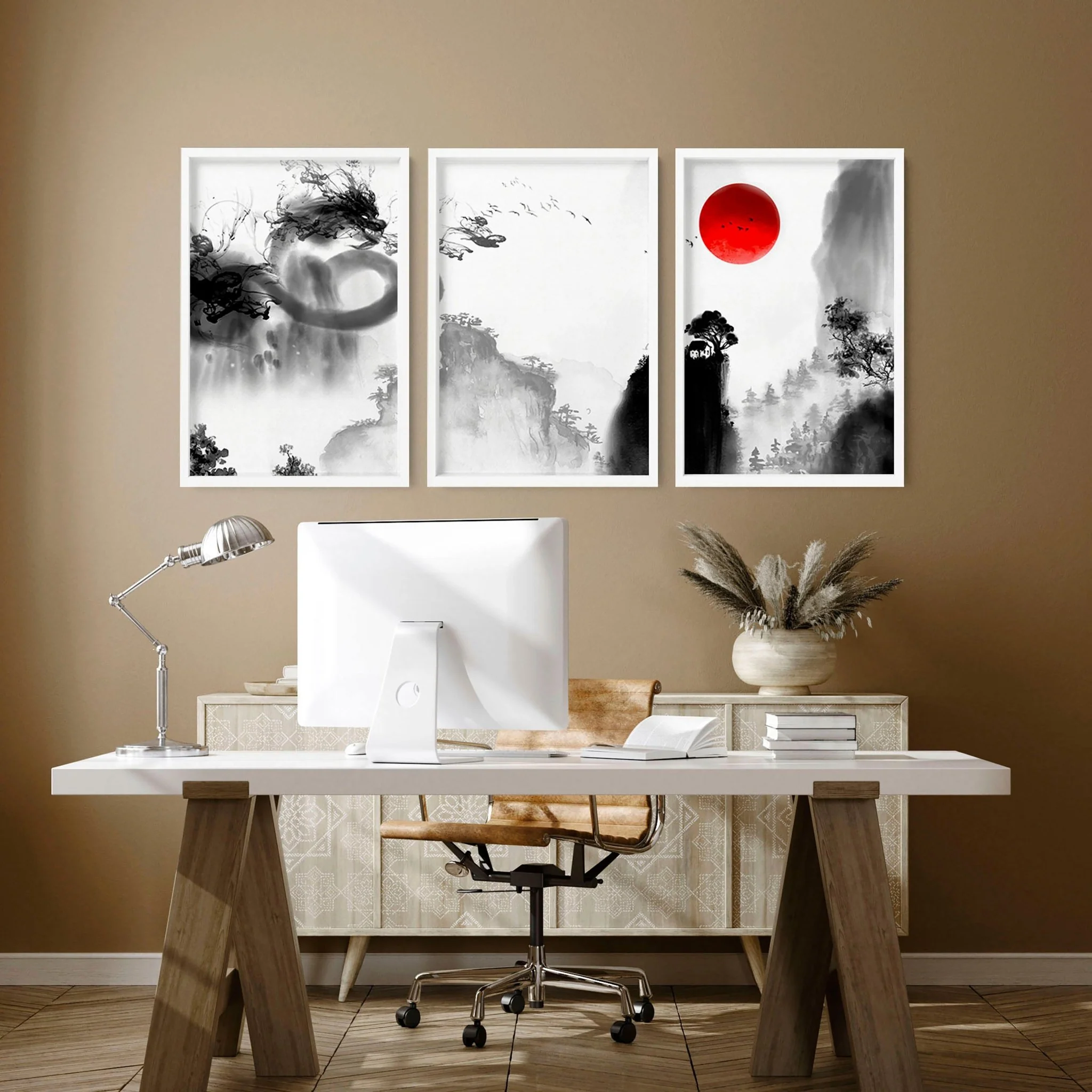 Japanese dragons art | set of 3 wall art for Home office decor - Image 2