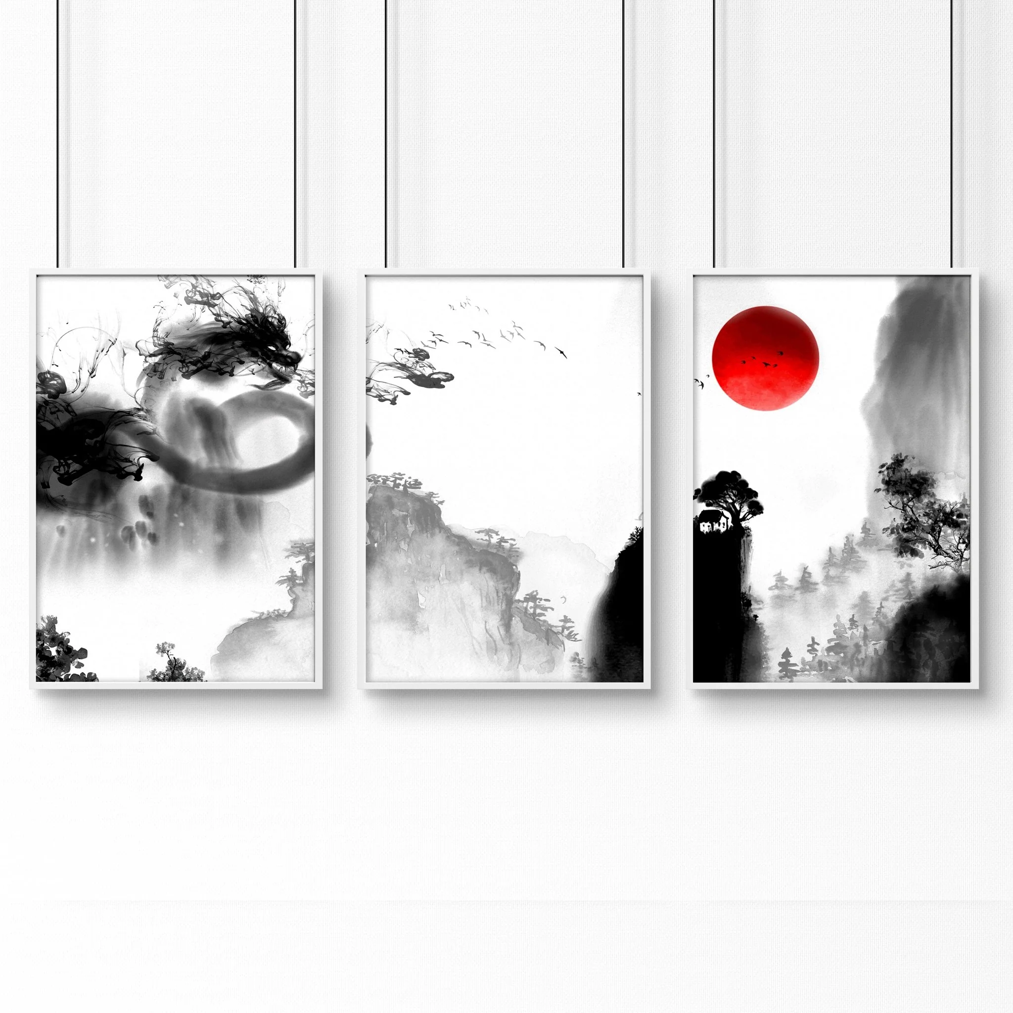 Japanese dragons art | set of 3 wall art for Home office decor - Image 8