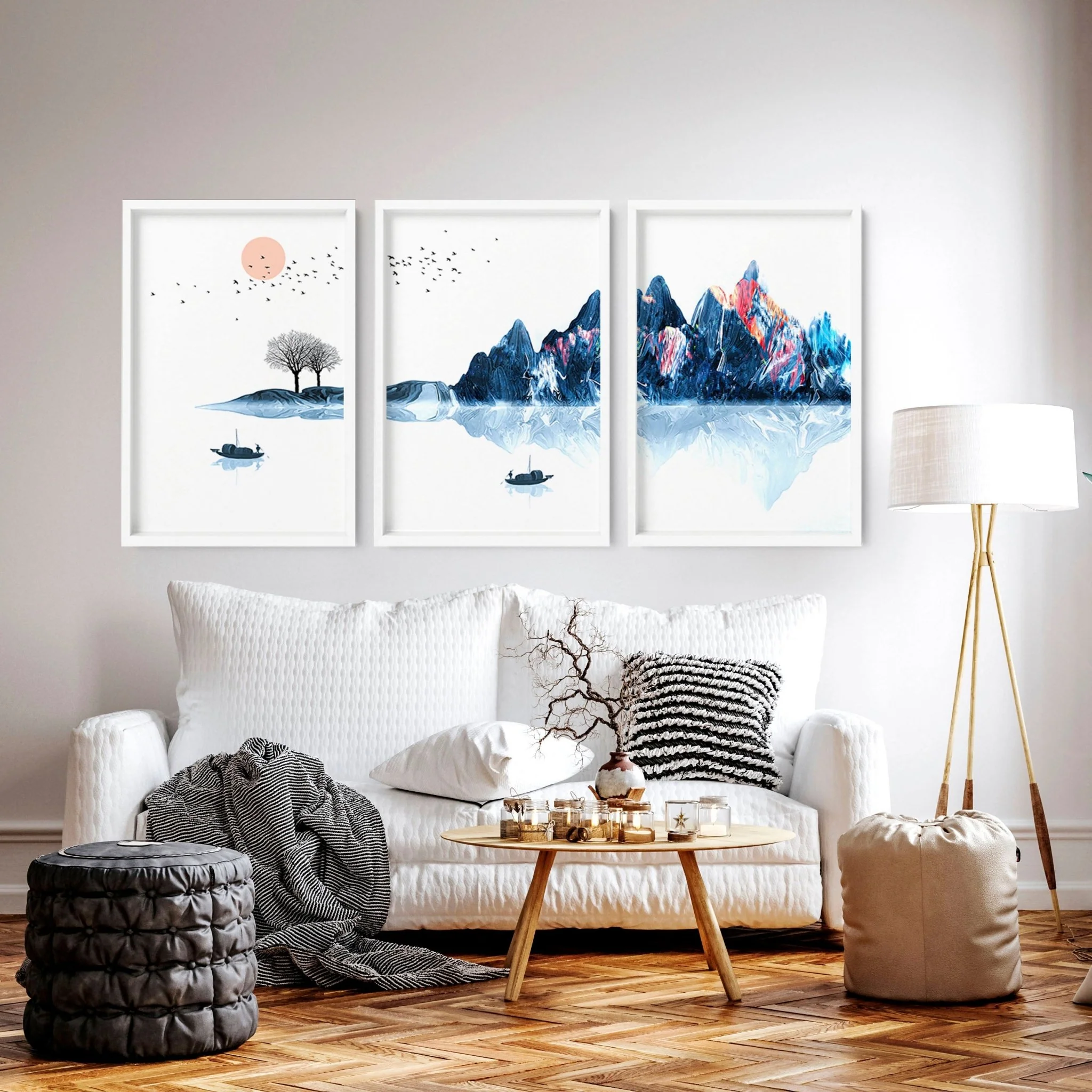 Framed wall art for living room | set of 3 Japanese wall art prints - Image 2